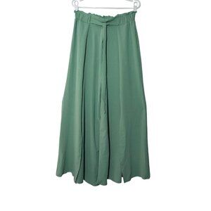 Alishebuy Women's Green Elastic Waist Wide Leg Pants with Self-tie Belt XL. NWT